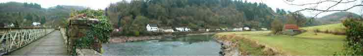 View of Tintern from the Gloucestershire side of 
		the old railway bridge