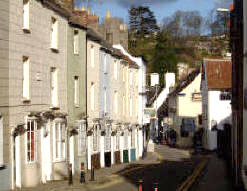 a view looking down Bridge Street showing the bow-fronted windows of Castle Terrace; click for another view looking up